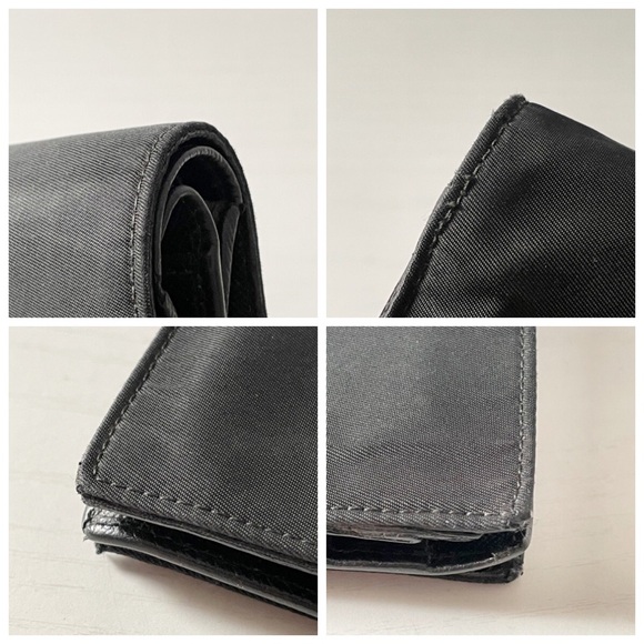 Prada black Tessuto nylon triangle logo medium bifold wallet 90s - Picture 3 of 10